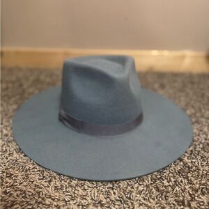 Classic Blue Wide-Brim Fedora